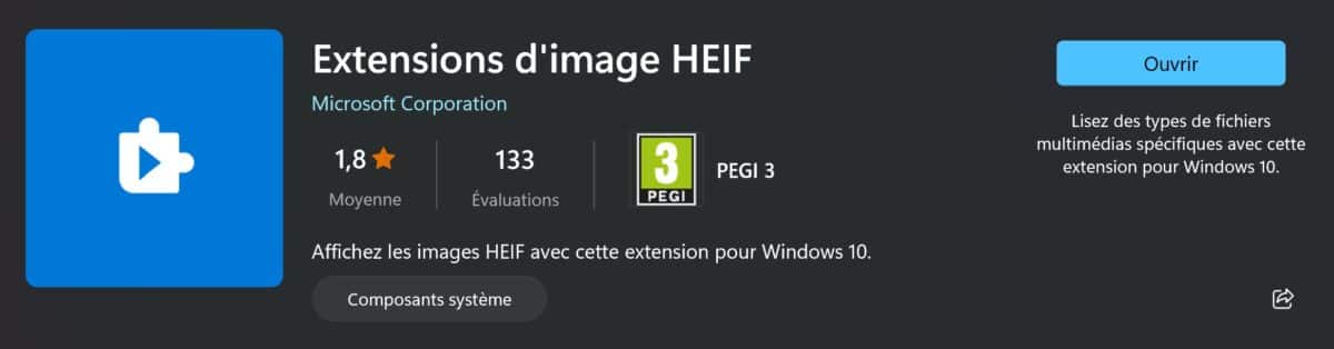 Extension d'image HEIF