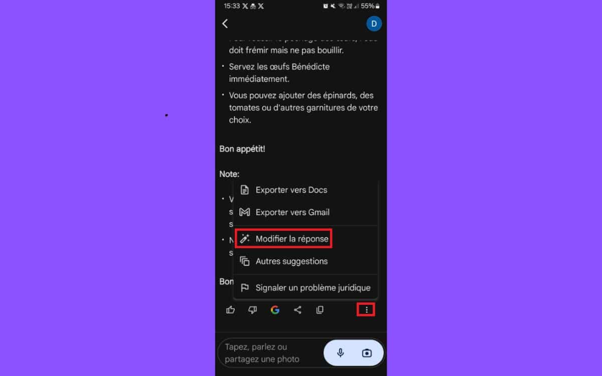 google gemini IA ton réponses modifier