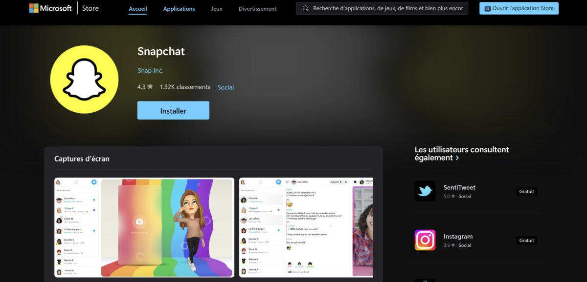 Application Windows Snapchat