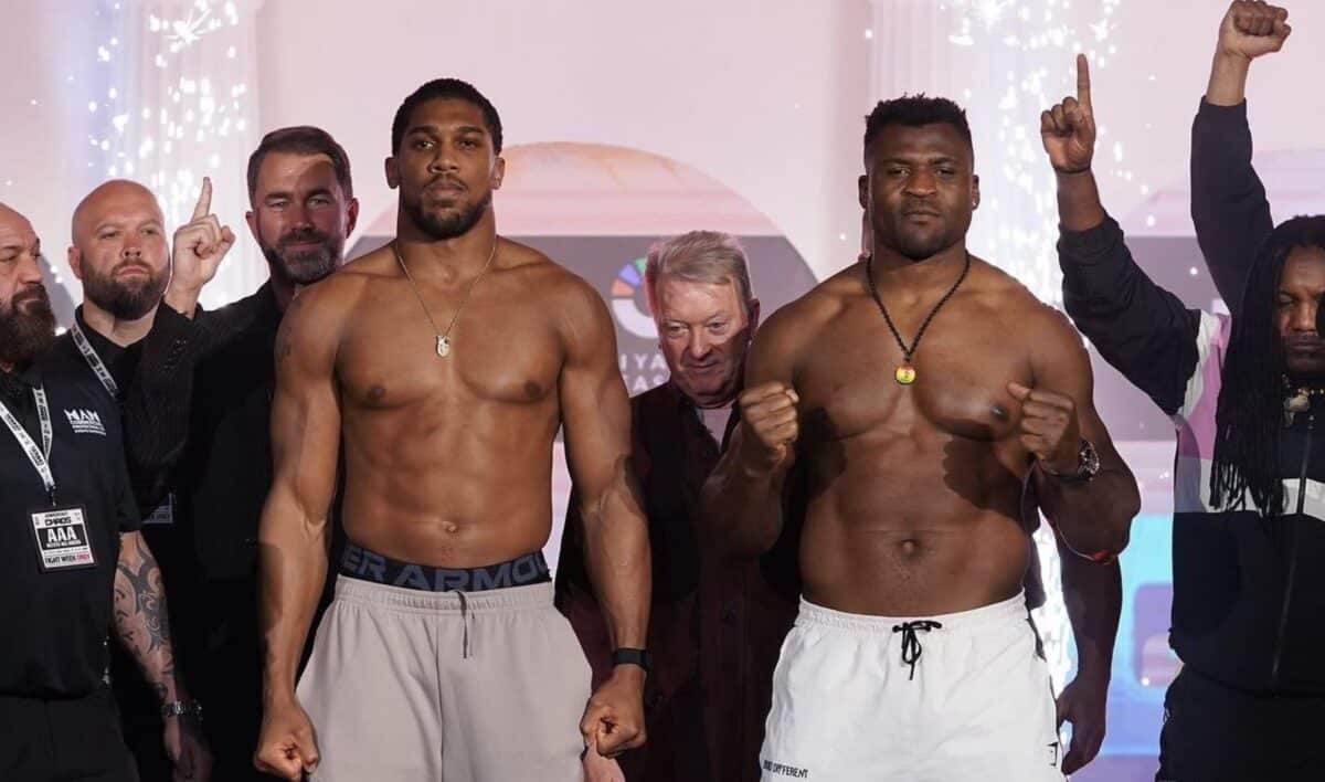 Anthony Joshua et Francis Ngannou à la pesée