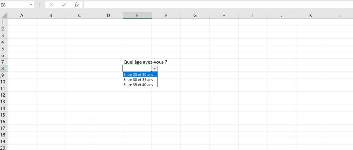 Excel drop down menu OK