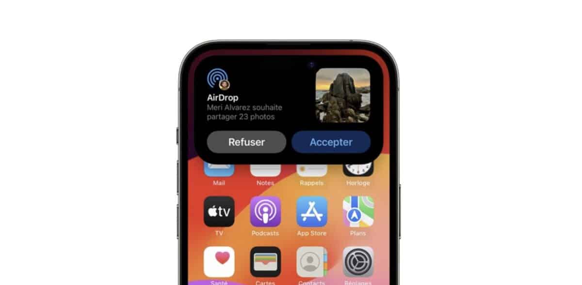 Accepter transfert AirDrop iPhone