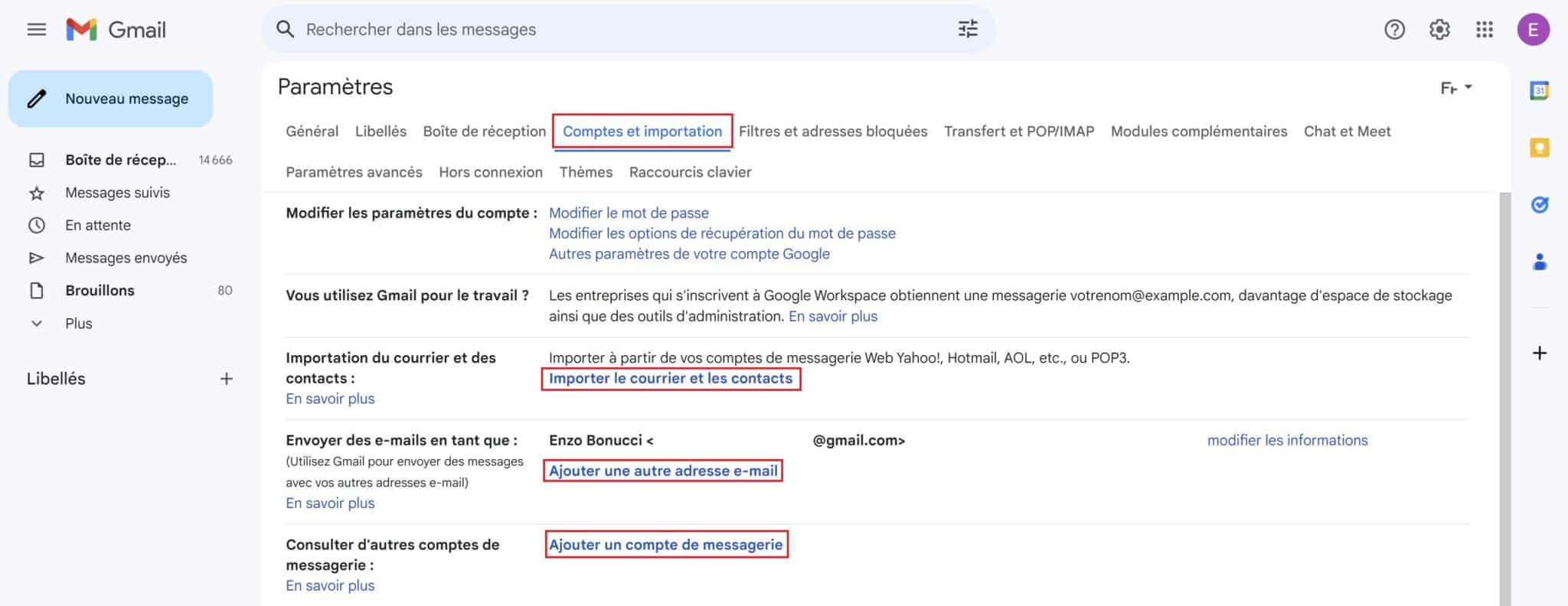 Ajouter compte de messagerie Gmail