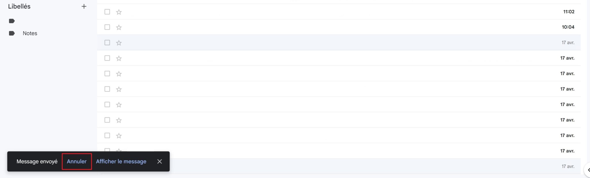 Annuler l'envoi d'un mail dans Gmail