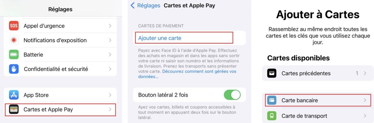 Cartes et Apple Pay