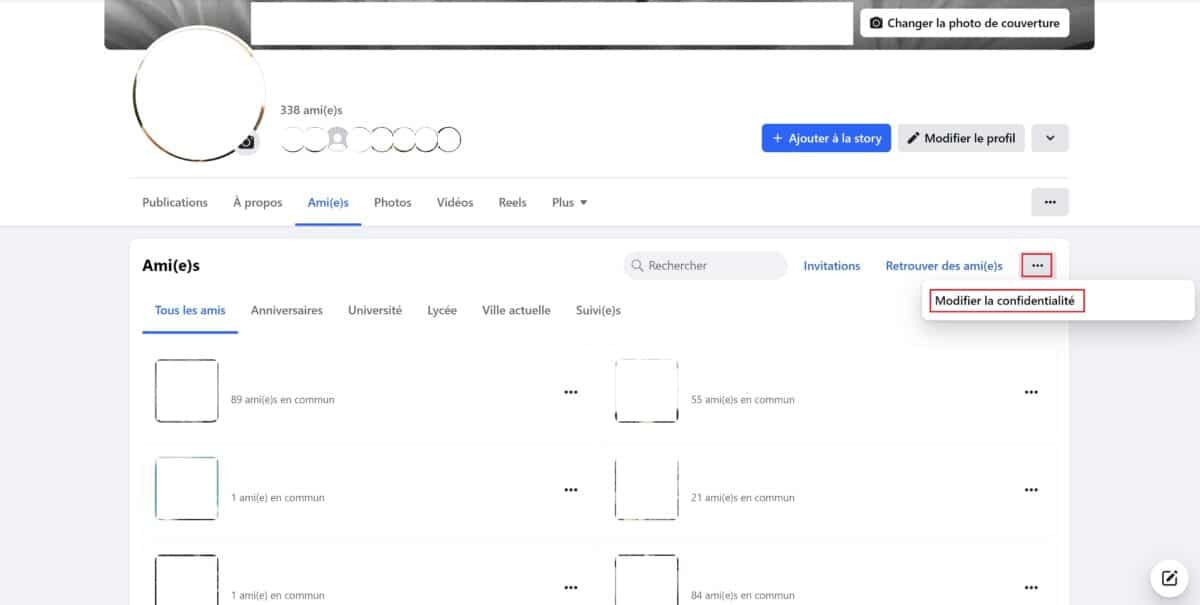 Modifier la confidentialité Facebook 