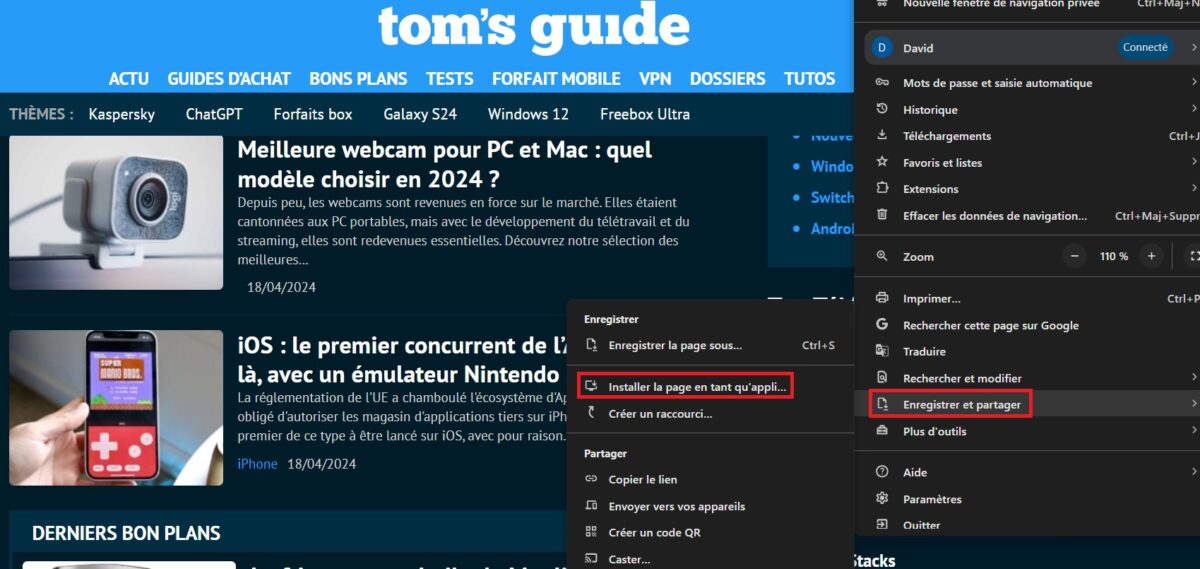 google chrome 124 mise à jour webapp