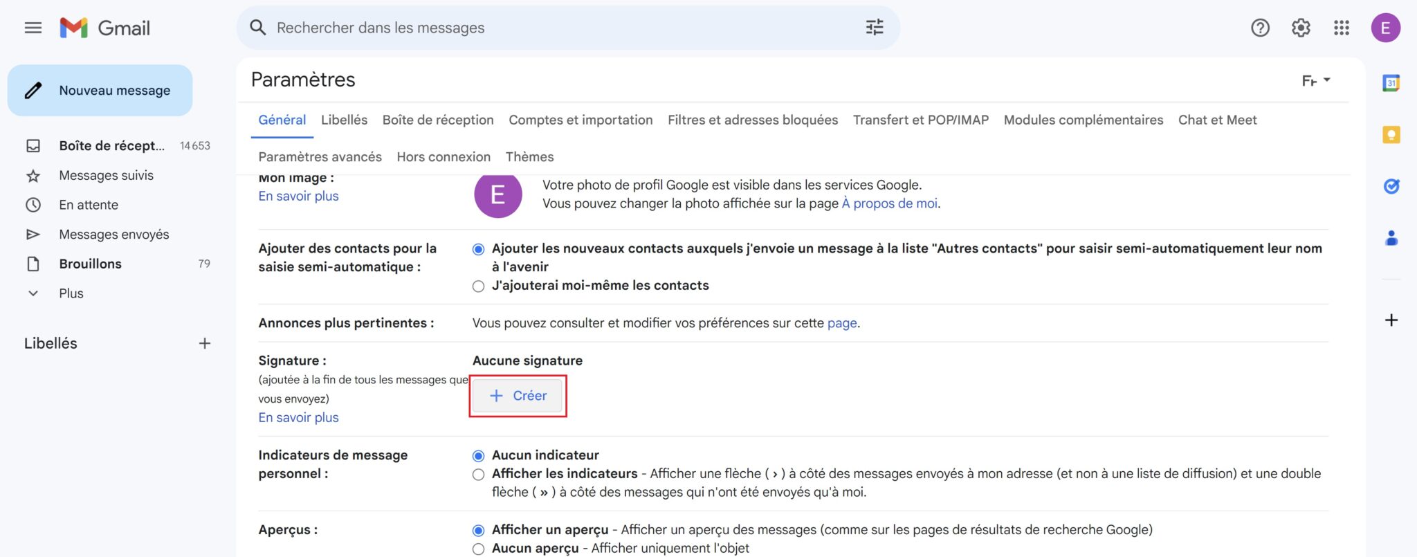 Créer une signature Gmail