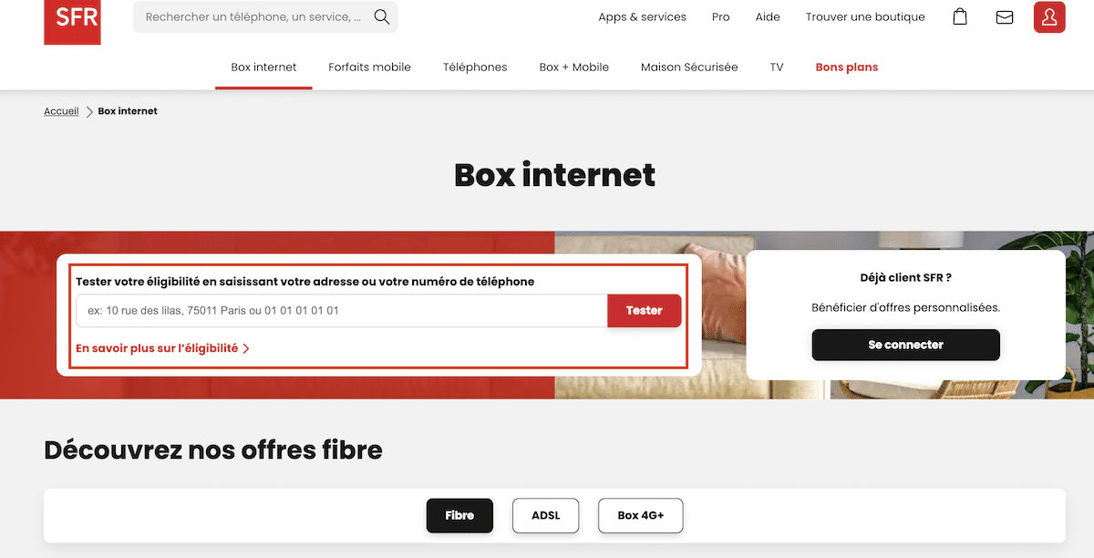 tester éligibilité à la fibre optique