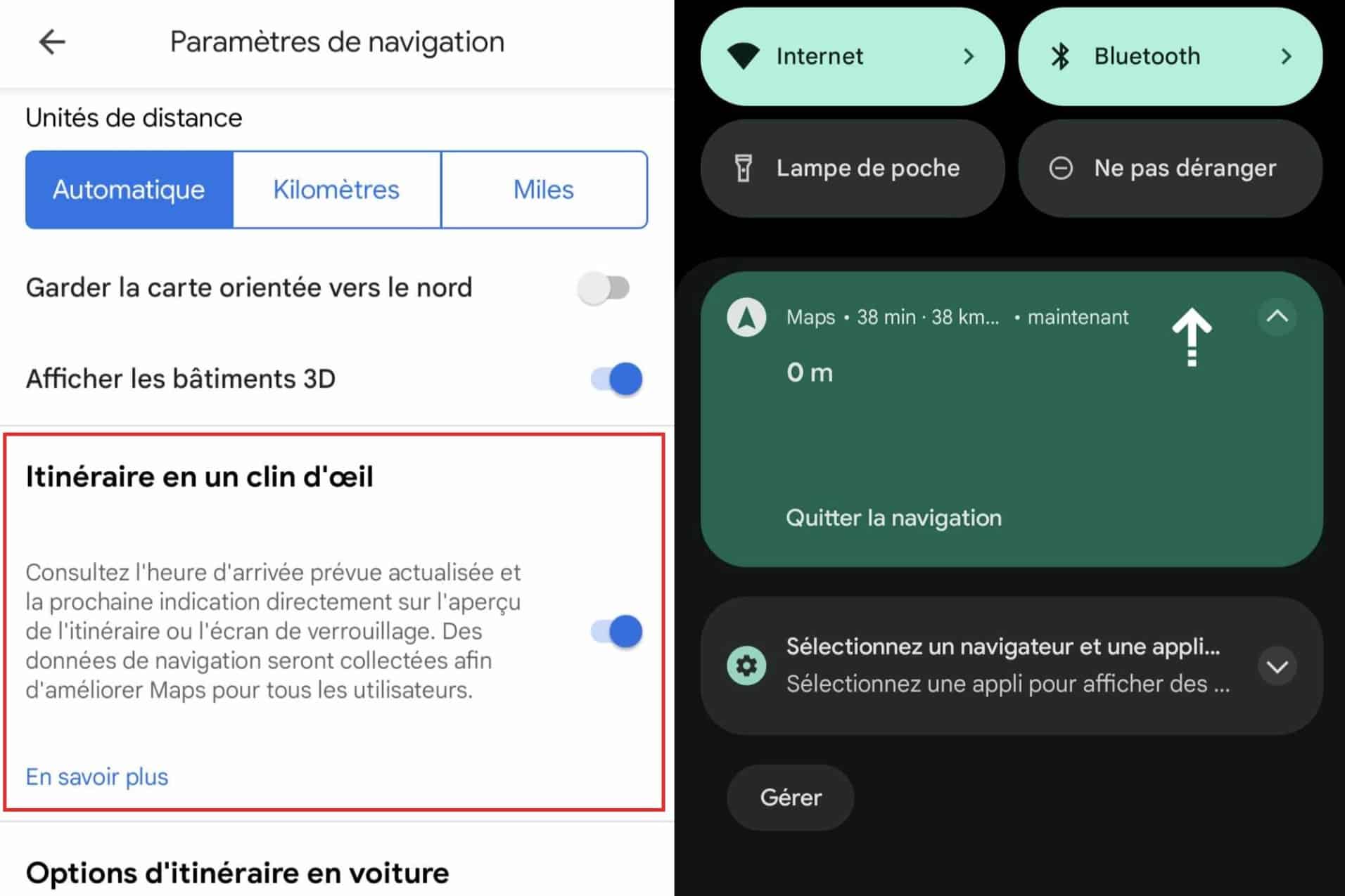 Itinéraire en un clin d'œil Maps