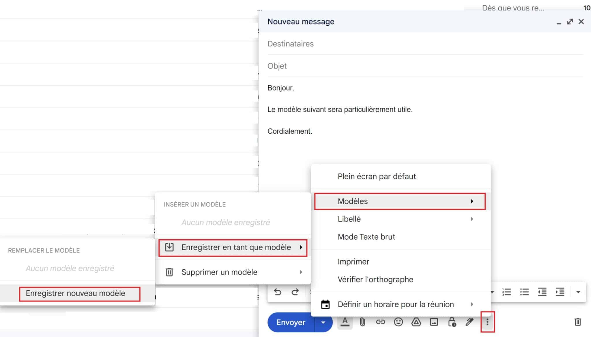 Créer modèle dans Gmail