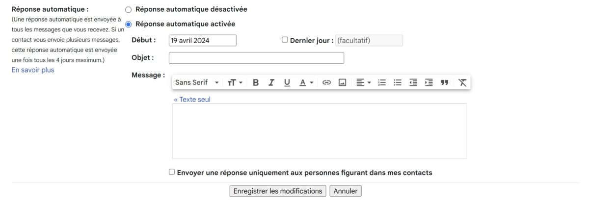 Réponse automatique Gmail