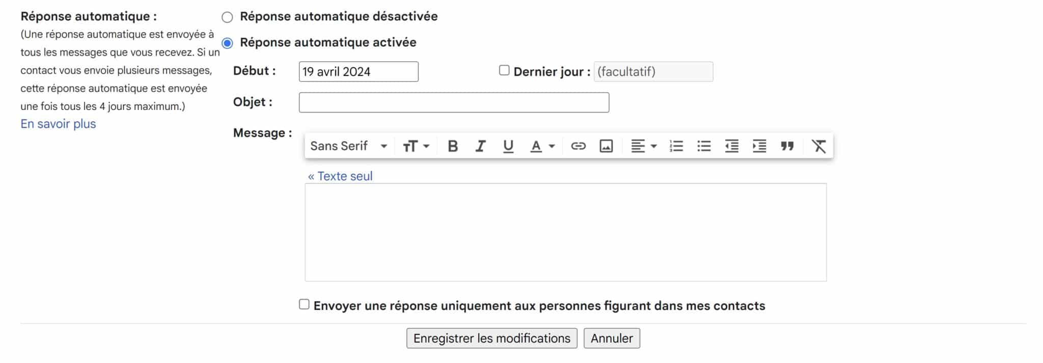 Réponse automatique Gmail