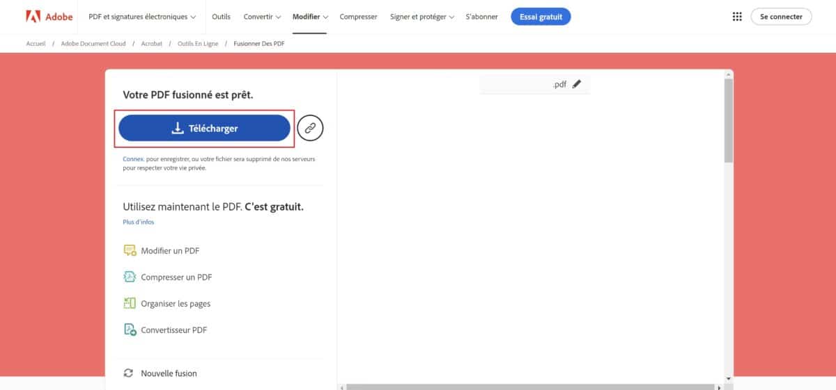 Télécharger PDF fusionné Adobe Acrobat