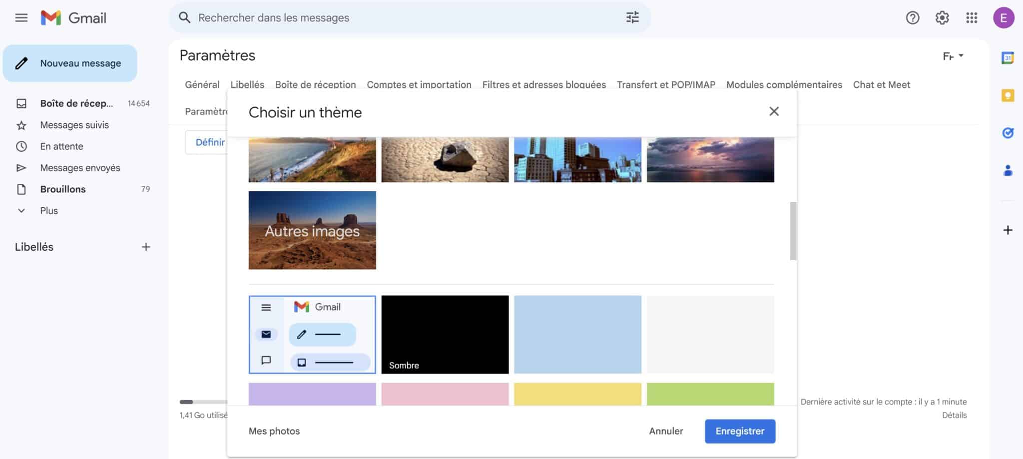 Choisir un thème Gmail