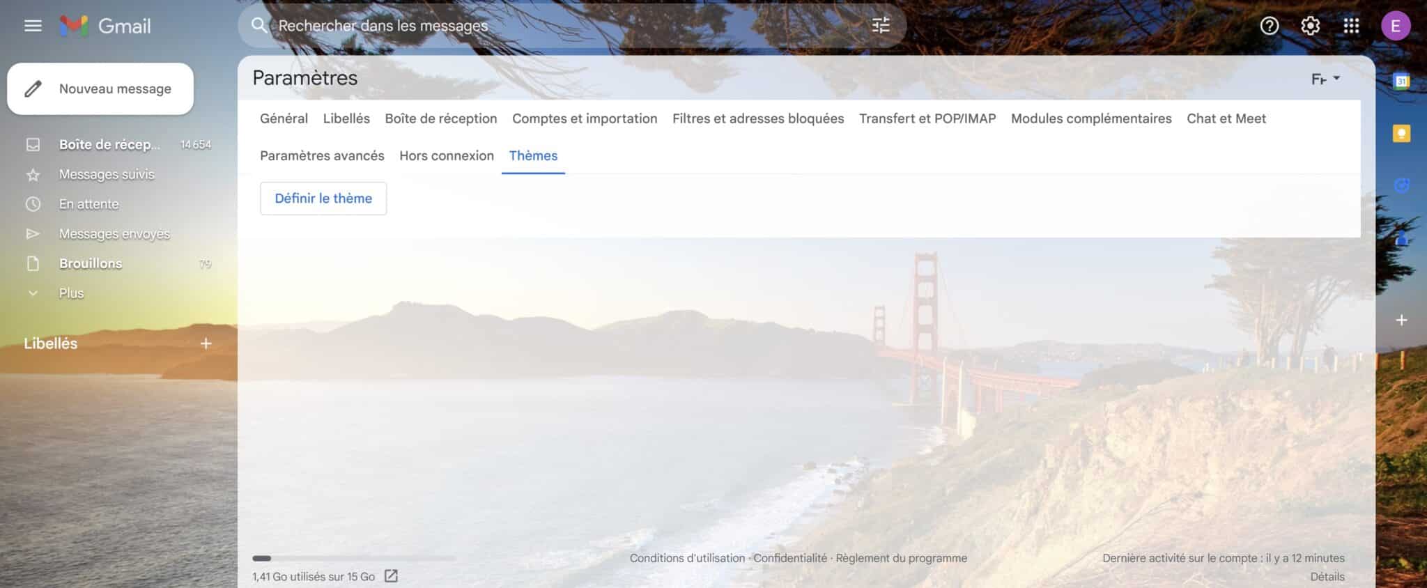 Thème modifié sur Gmail