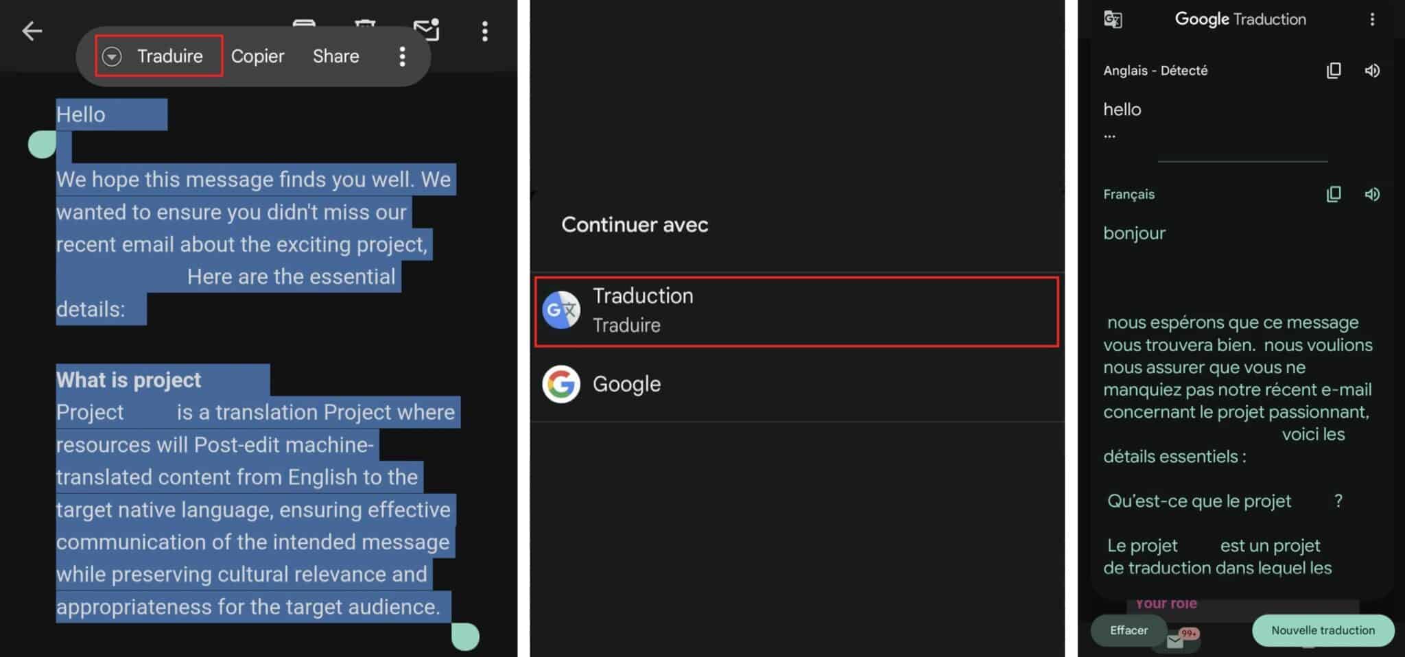 Traduire du texte sur d'autres applis Google Traduction