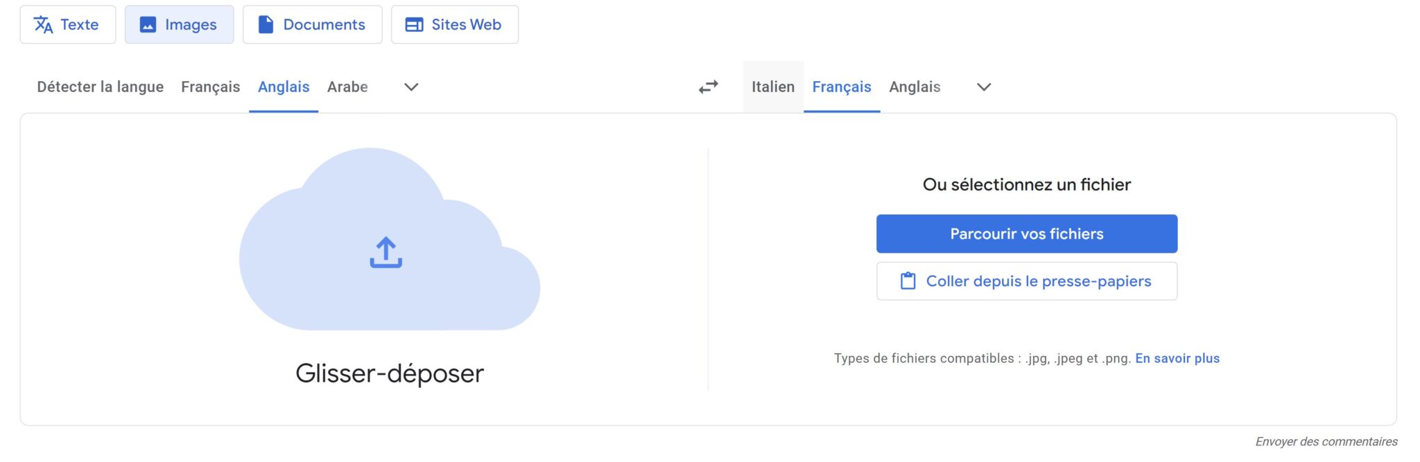 Traduire une image Google Traduction