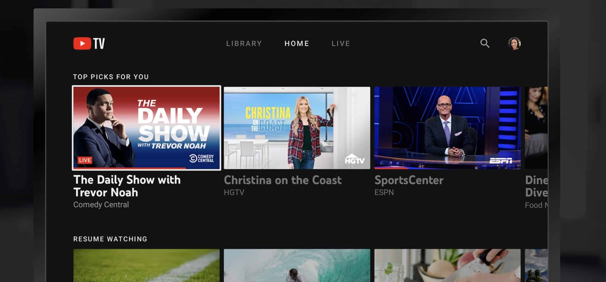 Recommandations YouTube TV