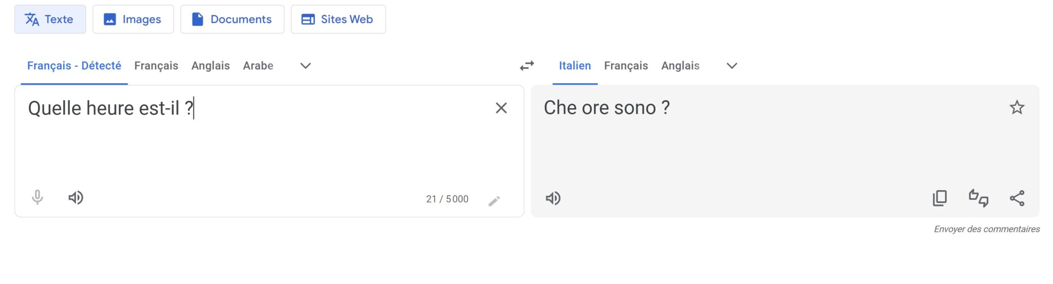 Google Traduction traduire du texte sur le site