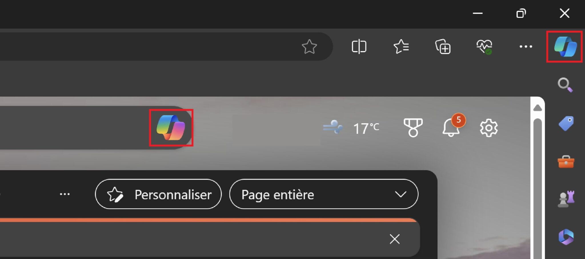 Accès à Copilot depuis Edge