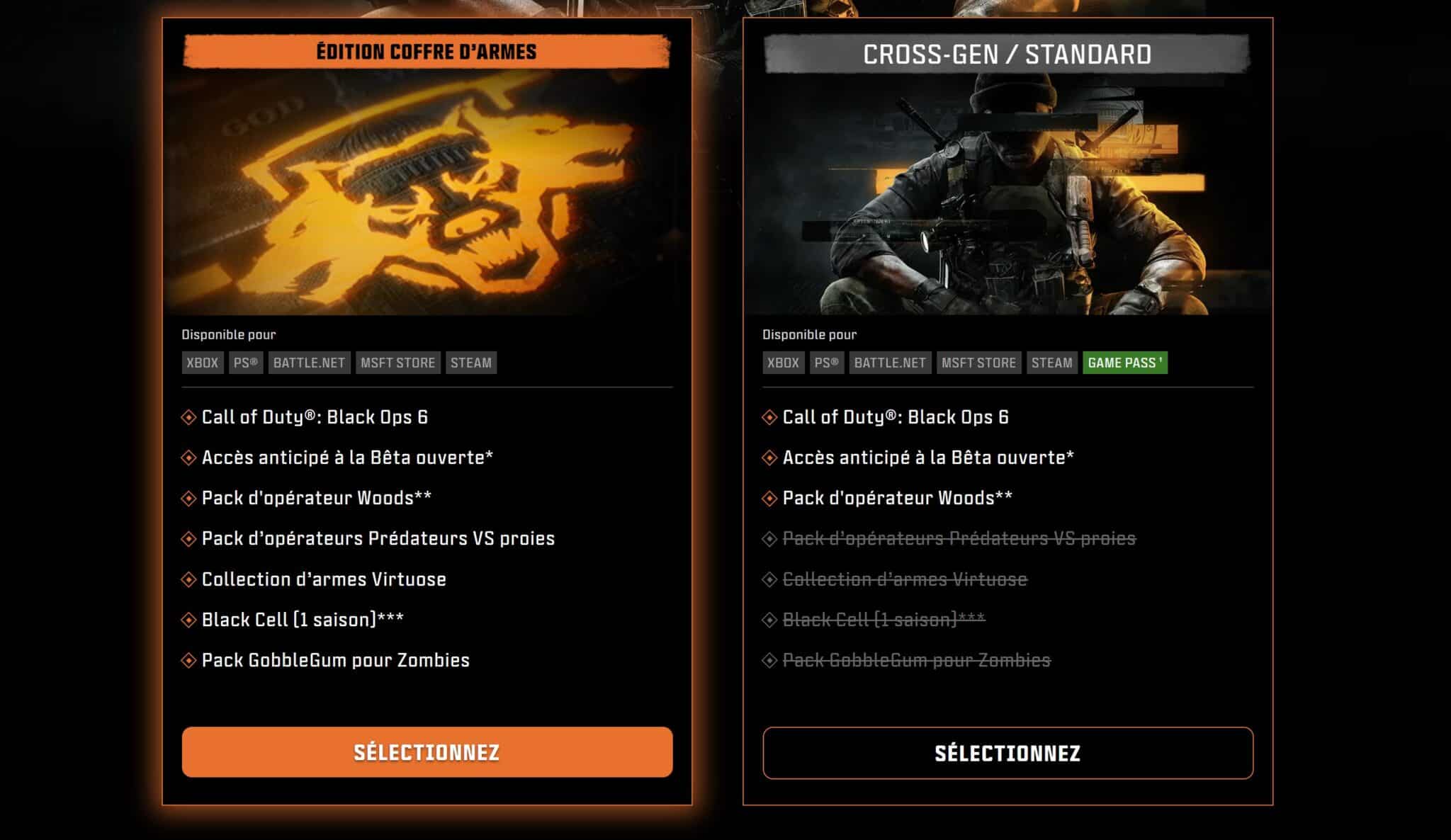 Les éditions de Black Ops 6