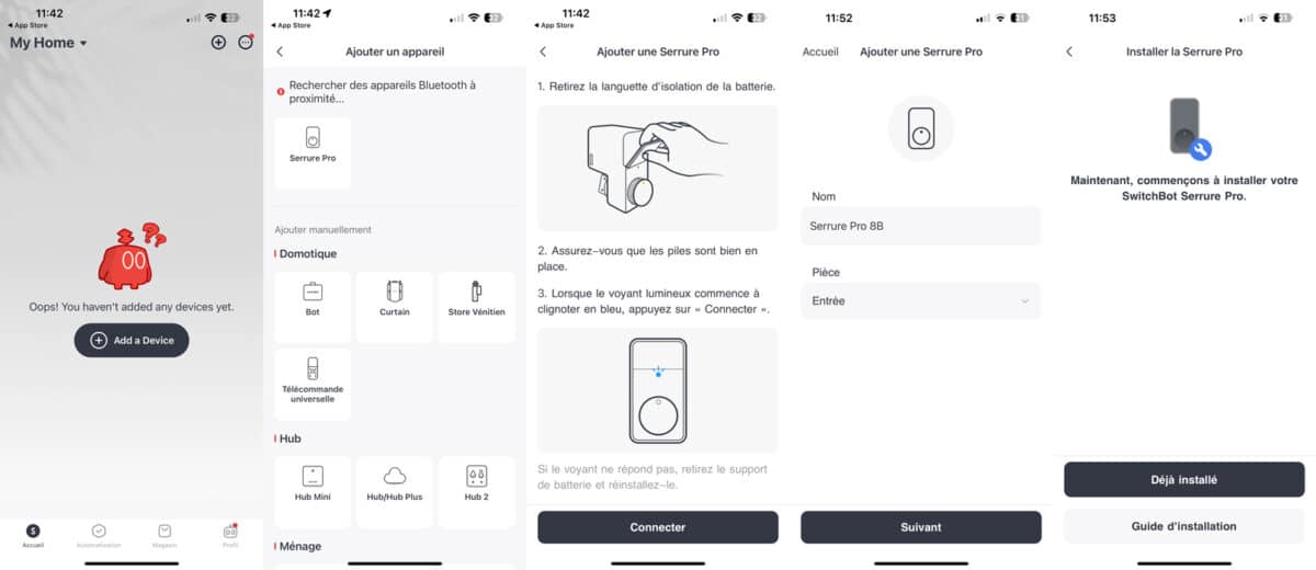 test de la switchbot lock pro - configuration