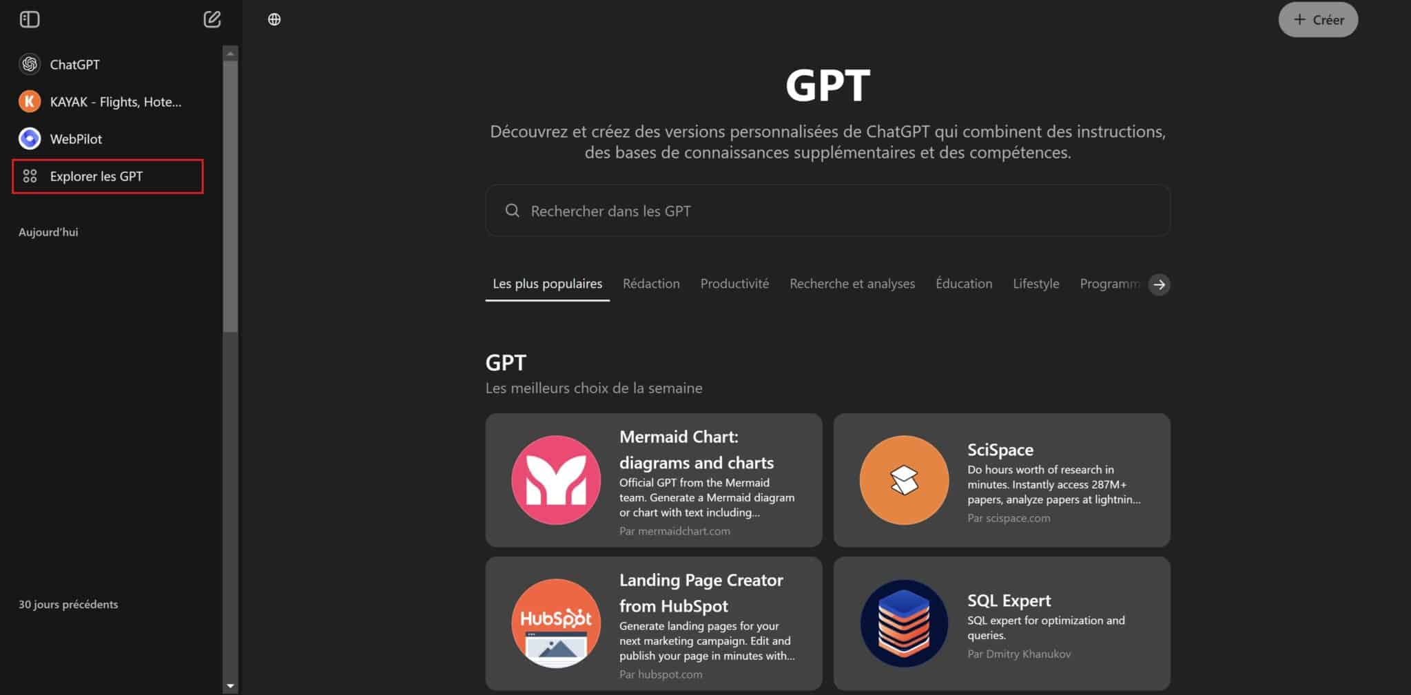 Explorer les GPT