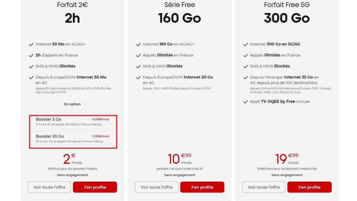 free booster forfait mobile