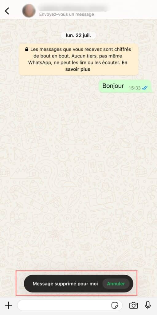 récupérer un message supprimé sur whatsapp