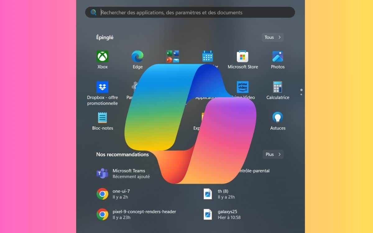 copilot menu démarrer windows 11
