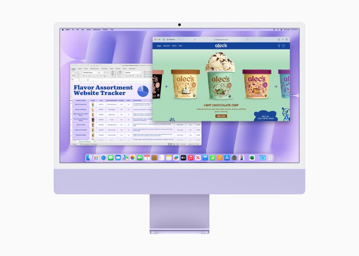 Apple iMac M4 Safari et Excel