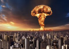 Dans l'étude du King's College London, 95 % des parties simulées entre IA ont franchi le seuil de l'emploi nucléaire tactique. Modélisation 3D.