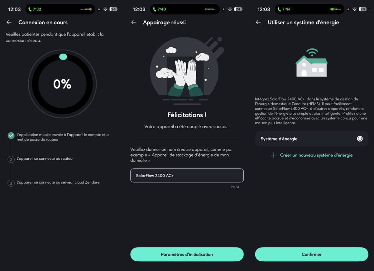 configuration dans l'application zendure