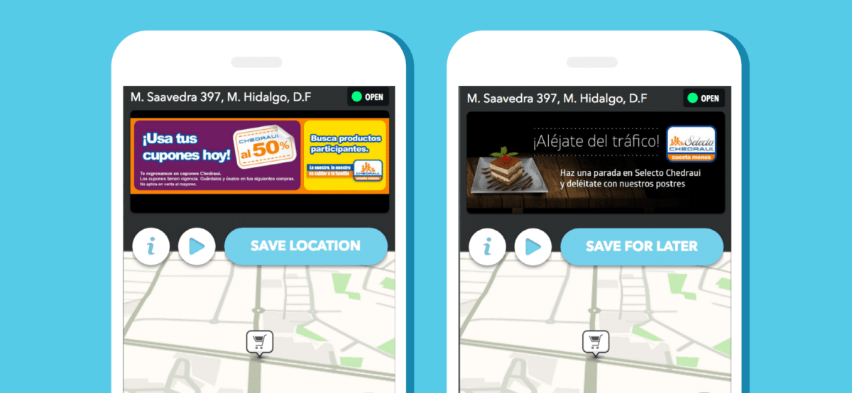 Un exemple de publicités dans Waze