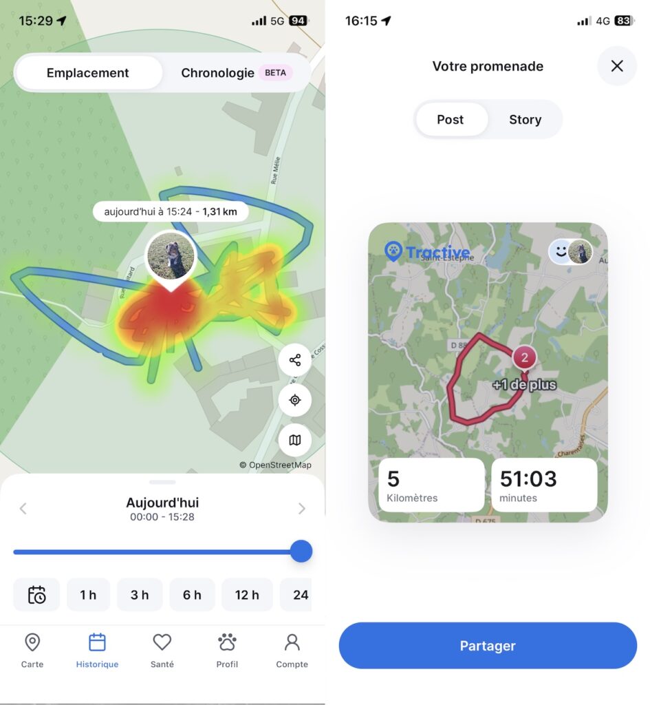 test du capteur GPS pour chien Tractive Dog6.