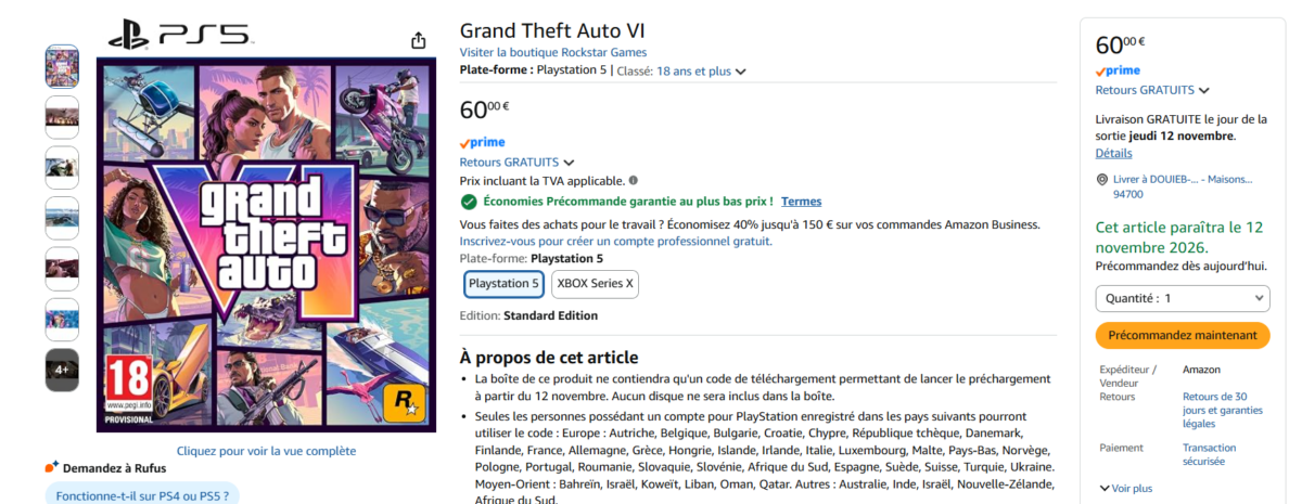 Image 1 : GTA 6 à 60 € : des sites marchands cassent déjà le prix du jeu
