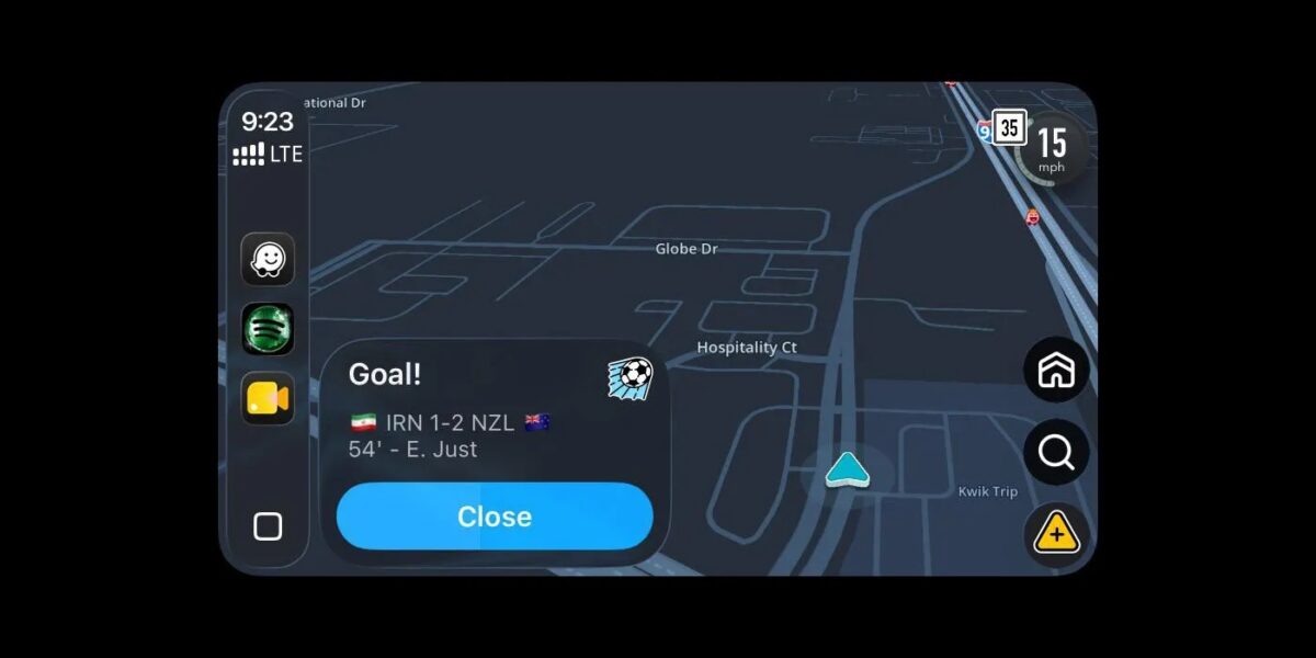 Un exemple de notification de score sur Waze.