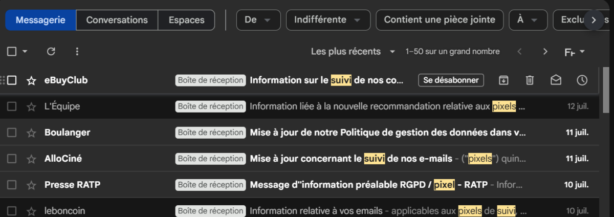 Image 1 : Pourquoi ces emails sur les pixels de suivi envahissent votre boîte de réception