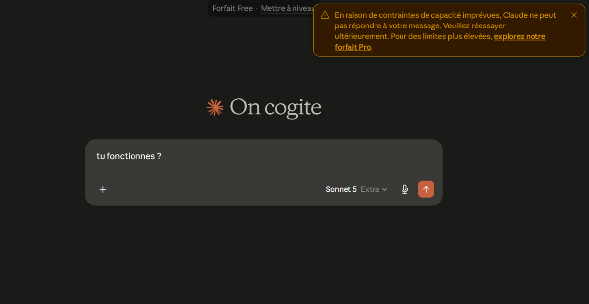 Image 1 : Panne Claude : le chatbot subit de grosses perturbations