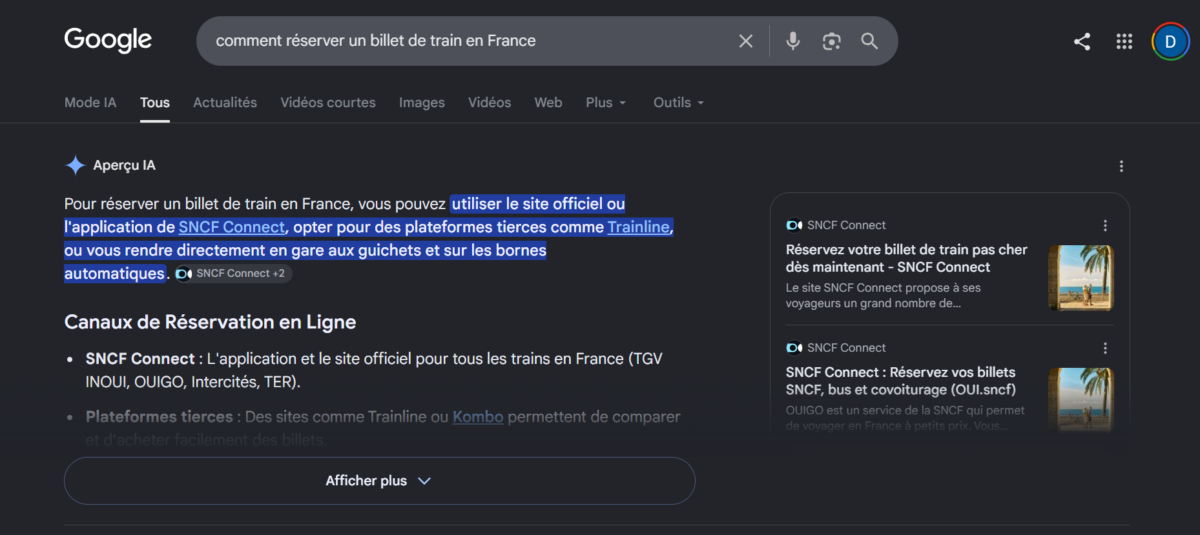 Image 1 : Marre des Aperçus IA de Google ? Voici l'astuce la plus simple pour les masquer