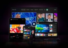 Free TV sur téléviseur, tablette, smartphone et ordinateur portable, avec l'interface OQEE. © Free
