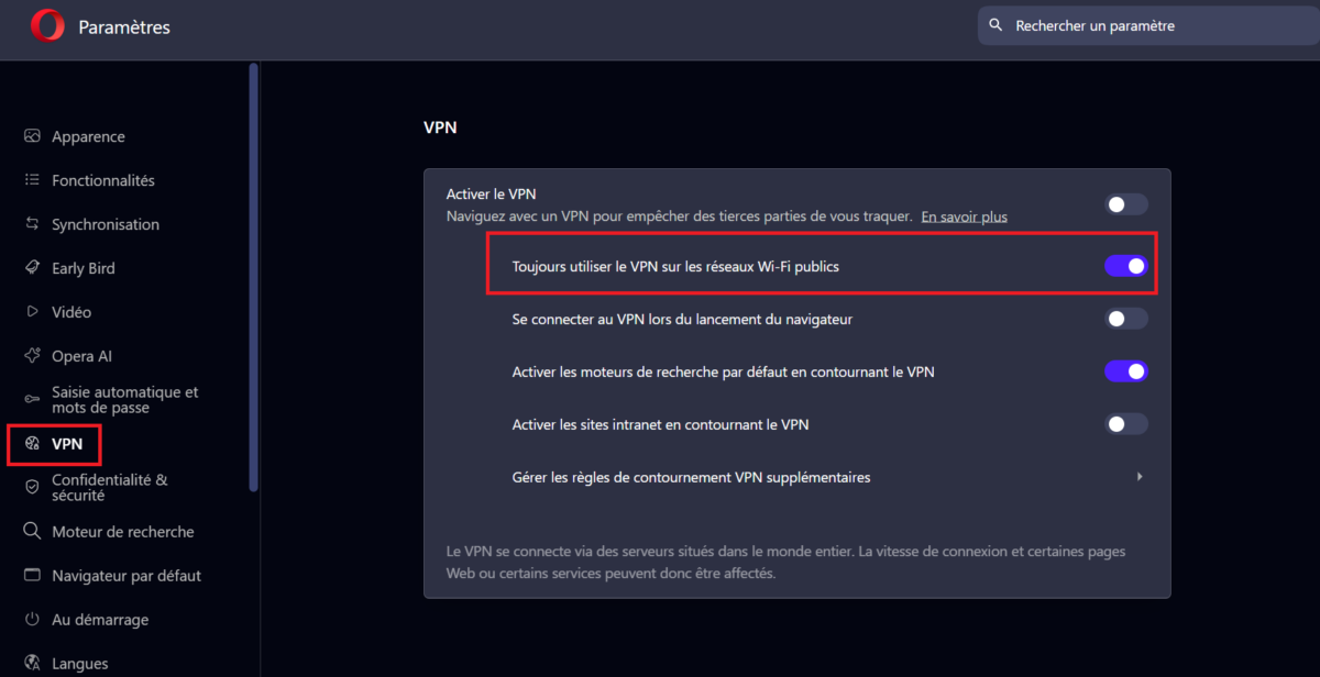 Image 1 : Opera ajoute une fonction bien pratique à son VPN gratuit