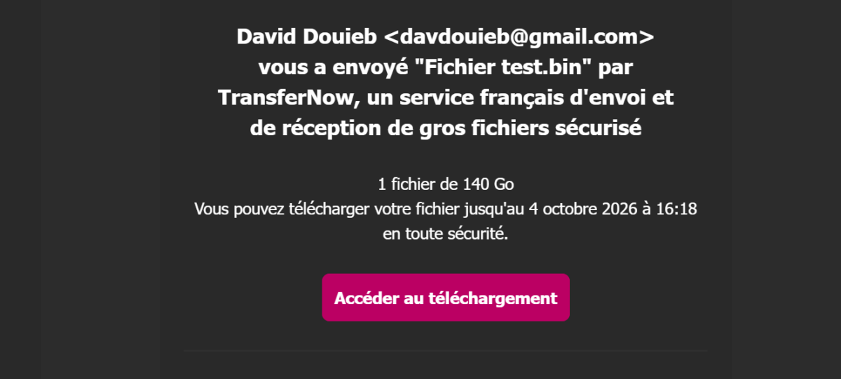 Image 11 : Test TransferNow : la solution française est-elle une bonne alternative à WeTransfer ?