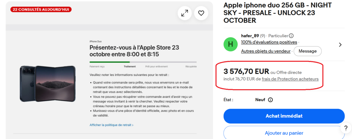 Image 1 : L'iPhone Duo se revend déjà à des prix exorbitants sur eBay