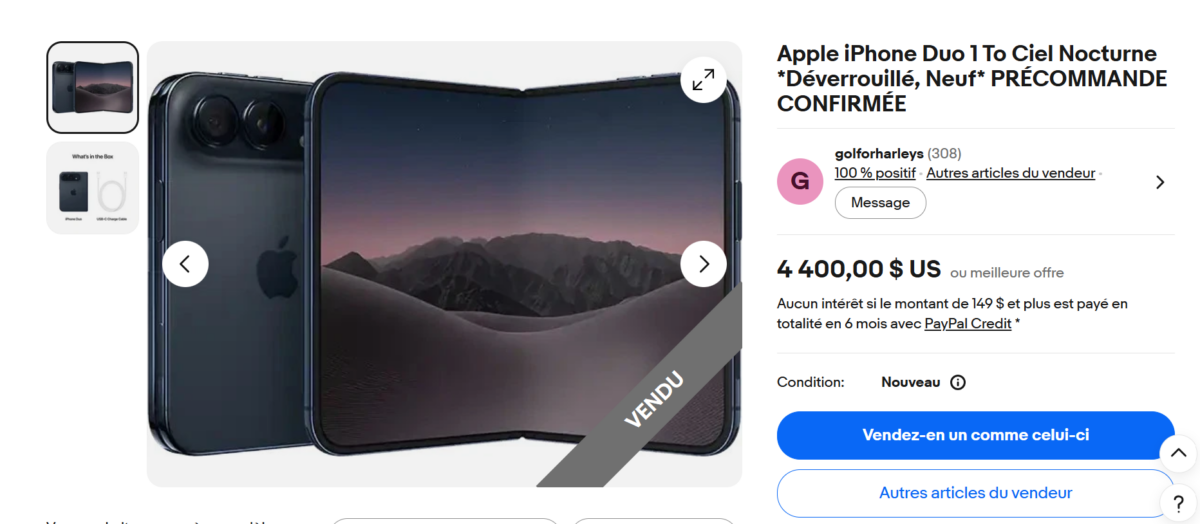 Image 3 : L'iPhone Duo se revend déjà à des prix exorbitants sur eBay