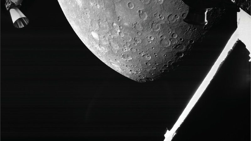 Photo de la surface de Mercure prise par la mission BepiColombo (Crédits image : ESA/BepiColombo/MTM)