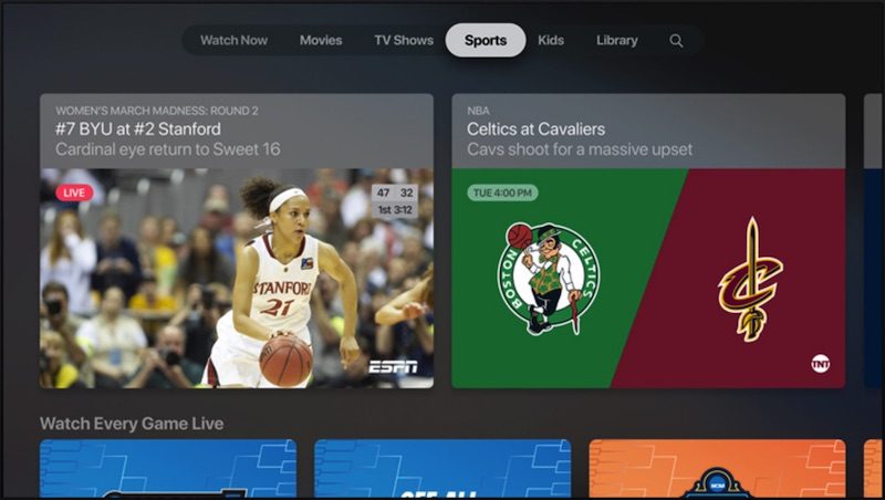 L'interface de la chaîne "Sports" d'Apple TV+ (Crédits image : Apple TV+)