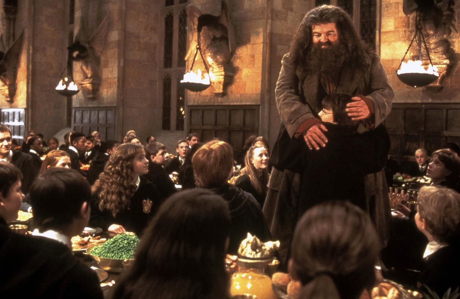 Rubeus Hagrid (Robbie Coltrane) et Harry Potter (Daniel Radcliffe)