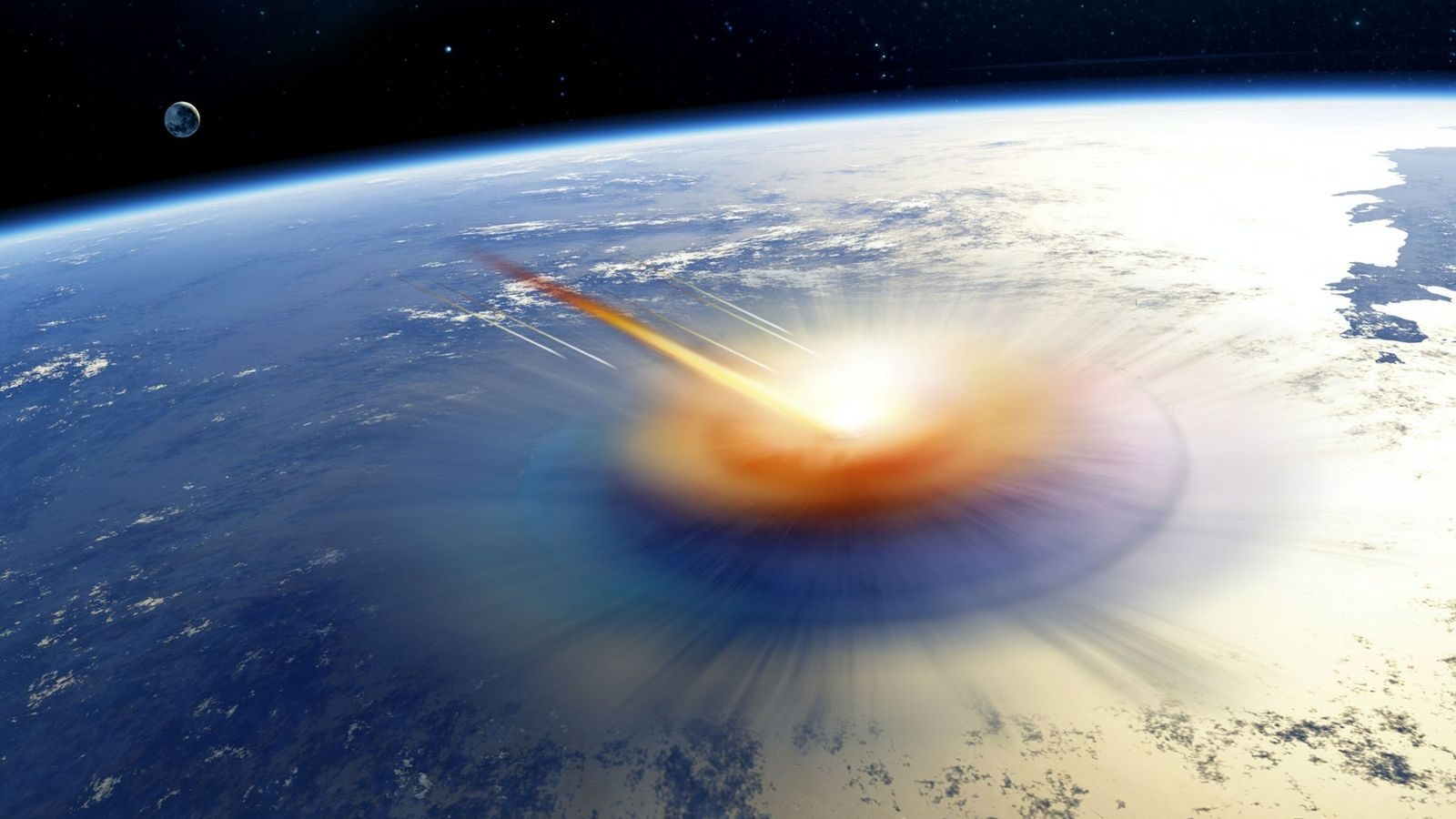 Un astéroïde s'écrasant sur Terre, vue d'artiste © DETLEV VAN RAVENSWAAY